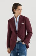 Brunello Cucinelli Cashmere Panama deconstructed blazer with patch pockets and metal buttons