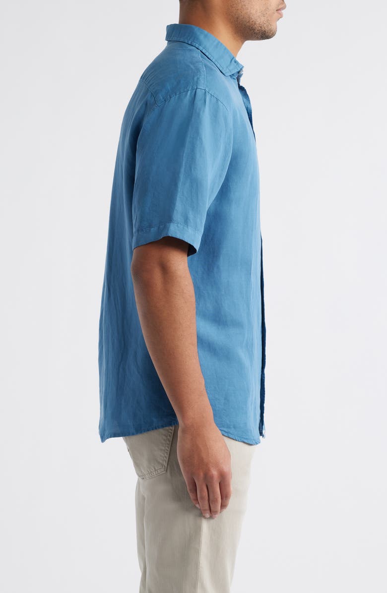 johnnie-O Gianna Hangin' Out Short Sleeve Linen & Lyocell Button-Up Shirt, Alternate, color, Navy