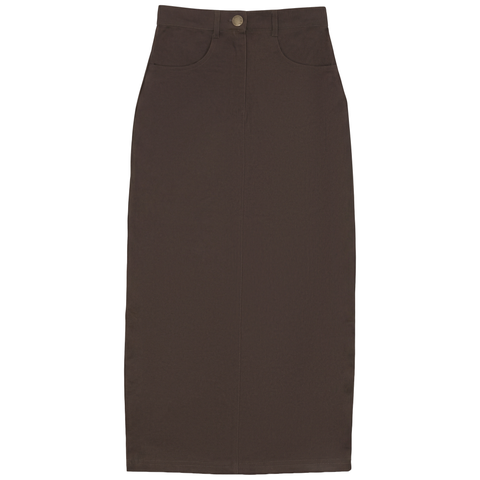 Maxi Fly Front Straight Pocket Skirt