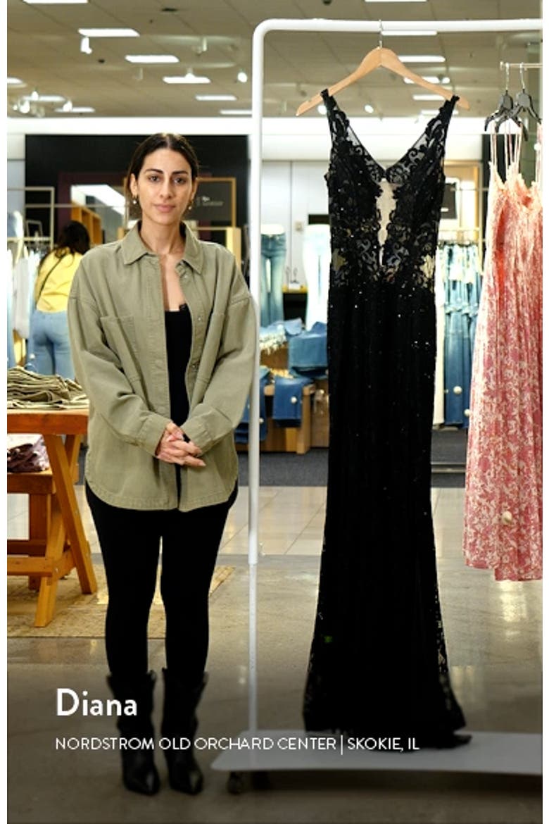 Long Lace Dress with Plunging Neckline video