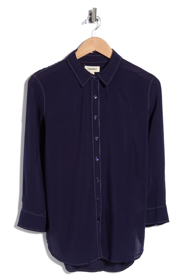 Marlene Button-Up Shirt, Alternate, color, NAVY/WHITE CONTRAST