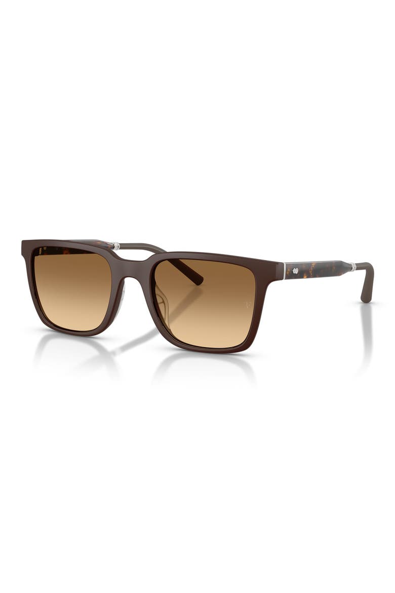 x Roger Federer Mr. Federer 55mm Polarized Rectangular Sunglasses, Alternate, color, BROWN / SADDLE GRADIENT