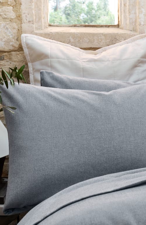 Christy Flannel Marl Brushed Cotton Pillow Sham Pairs In Silver