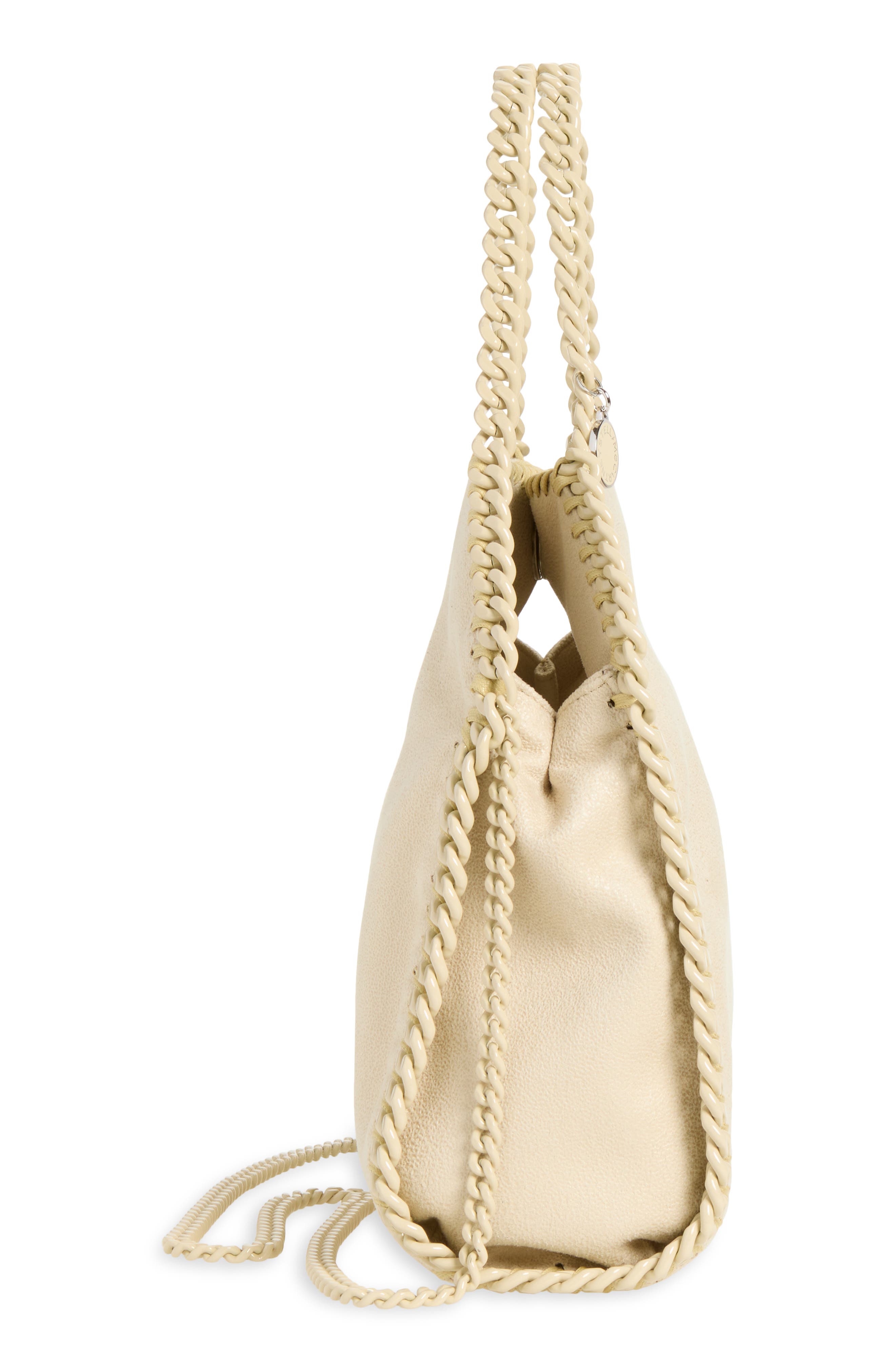 Stella McCartney Mini Falabella Shaggy Deer Faux Leather Tote, Alternate, color, Oat