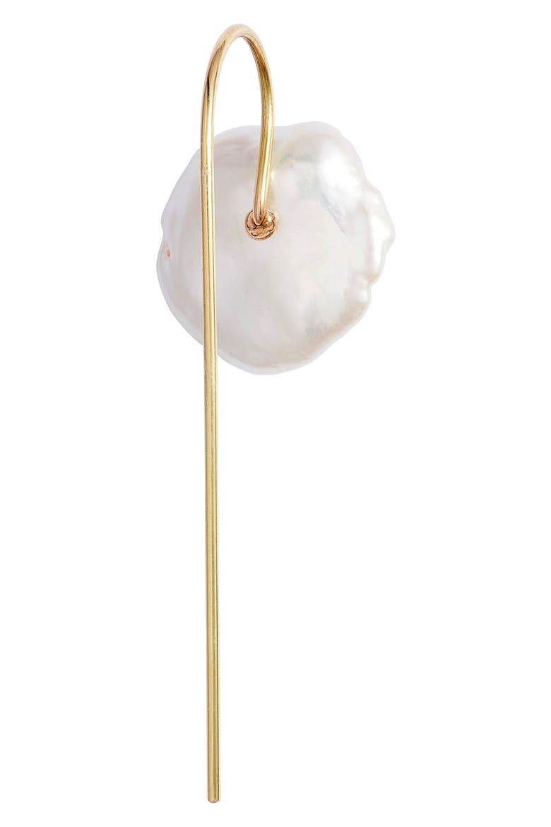 Petal Pearl Threader Earrings, Alternate, color, YELLOW GOLD/ PEARL