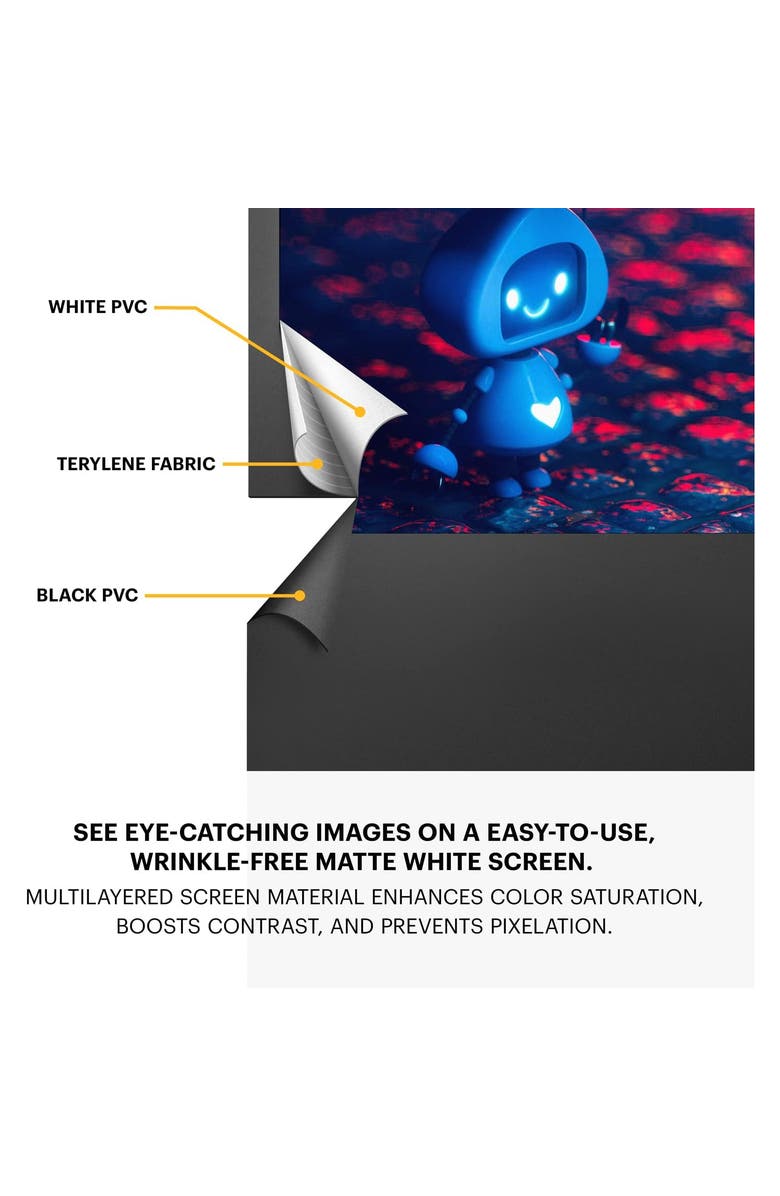 Kodak 60 Portable Projector Screen, 169 Video Projection Screen & Stand with Carry Handle, Alternate, color, Black