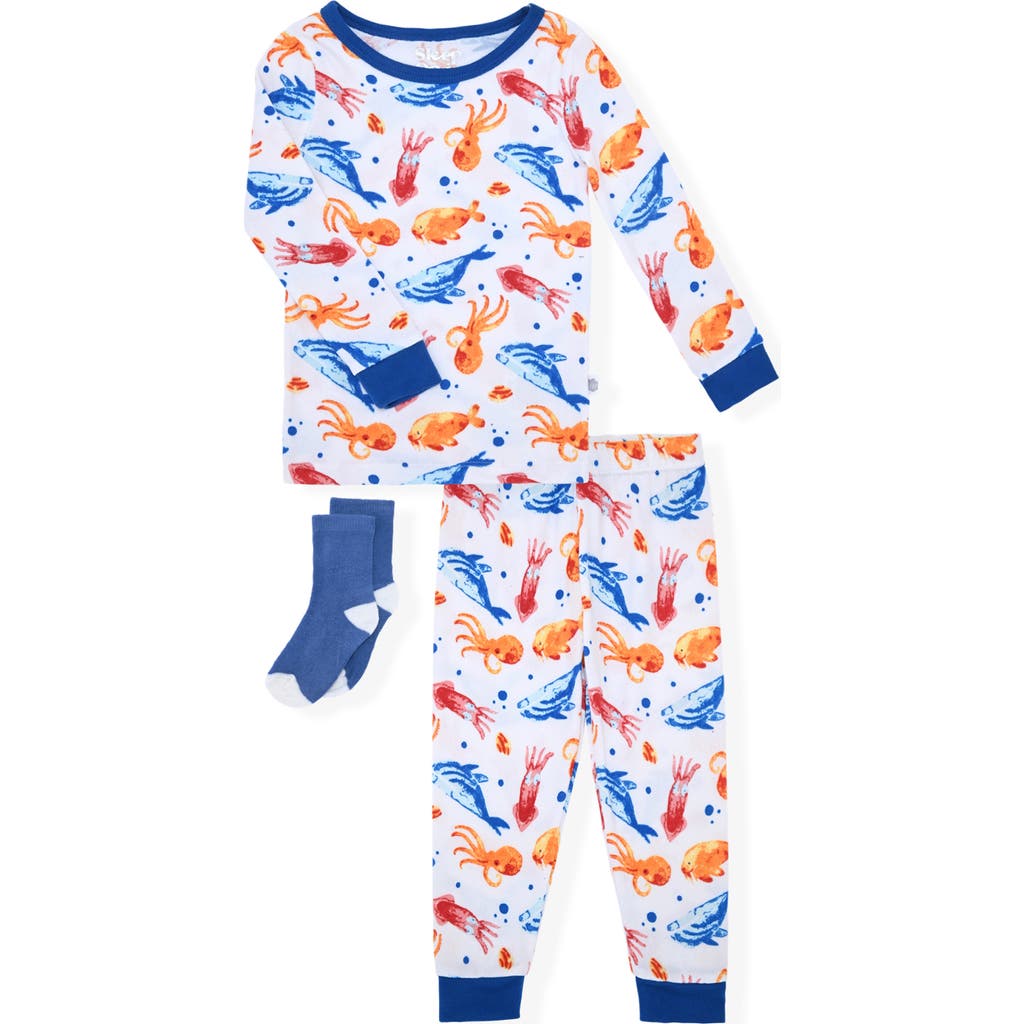 Cloud Nine Sleep On It Kids' Sea Creature Two-piece Pajamas & Socks Set In Multi