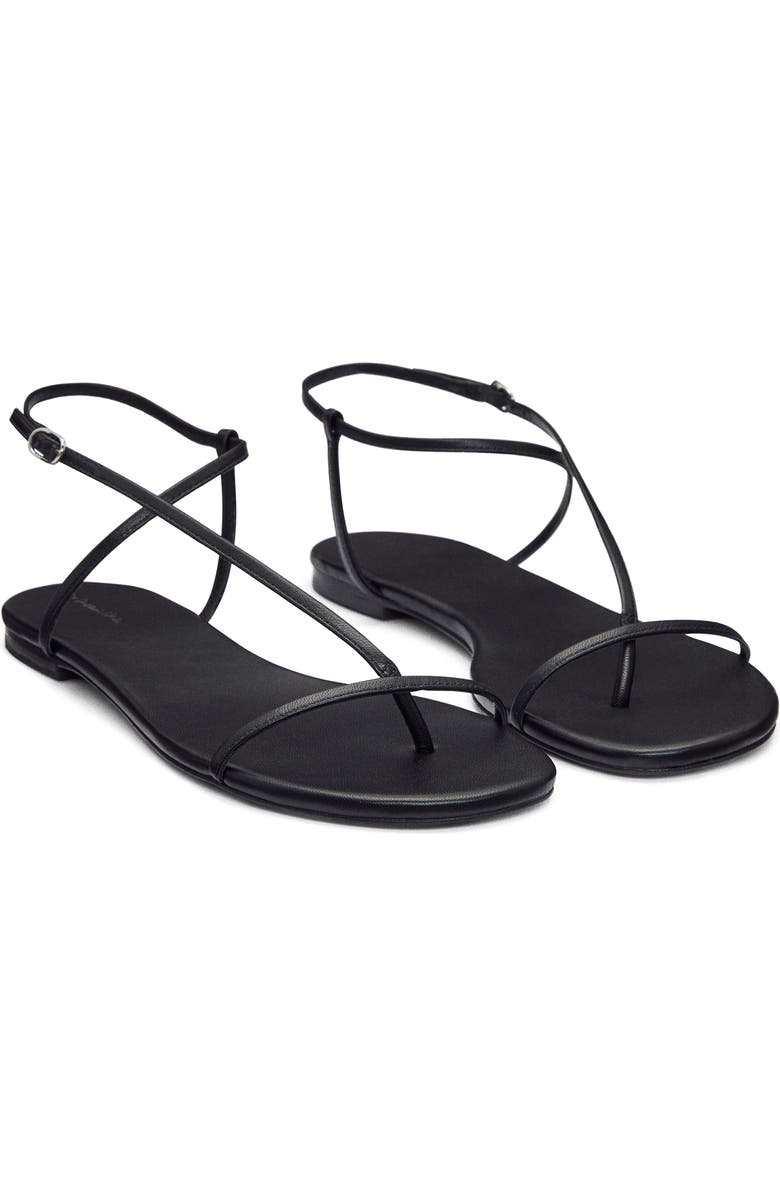Reformation Pina Flat Sandal, Main, color, Black Leather