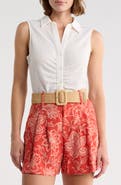 Sanctuary Ruched Button-Up Tank