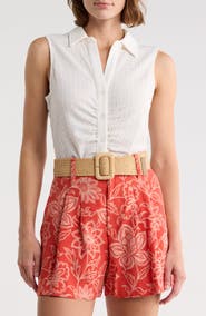 Sanctuary Ruched Button-Up Tank