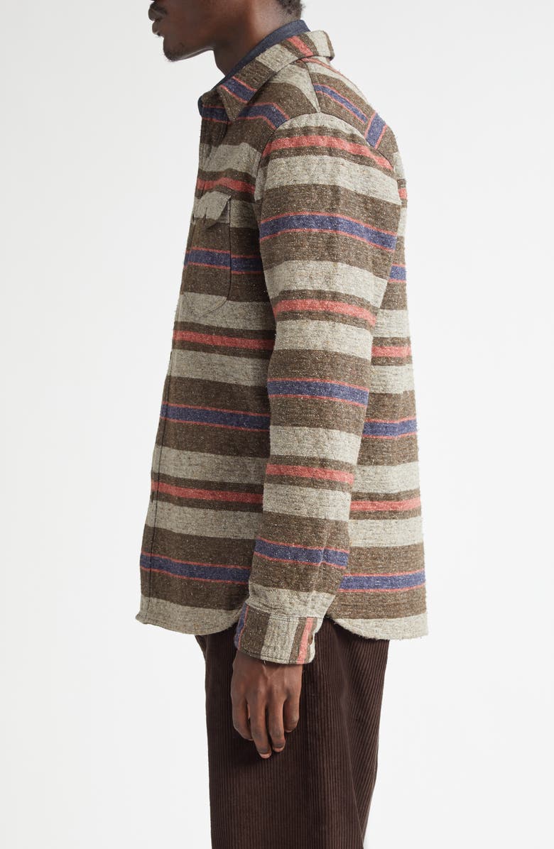 Double RL Stripe Cotton Blend Button-Up Shirt, Alternate, color, 