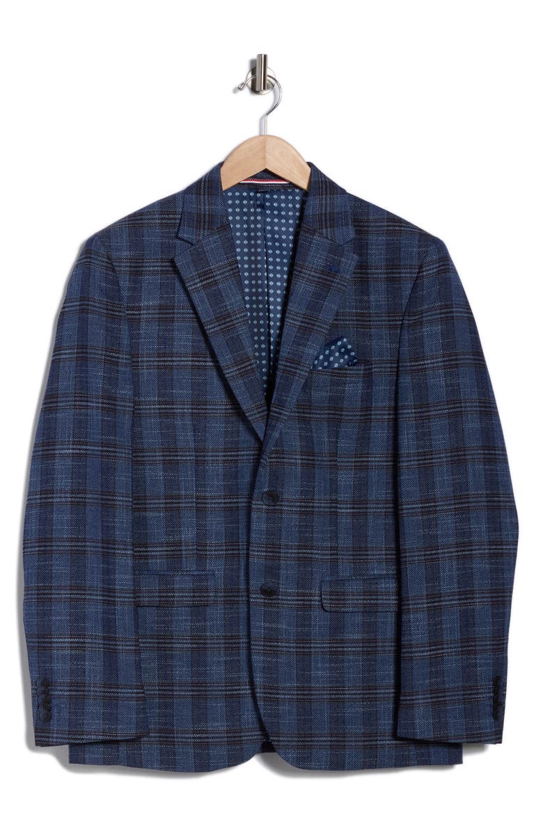 SOUL OF LONDON Plaid Blazer, Main, color, Navy
