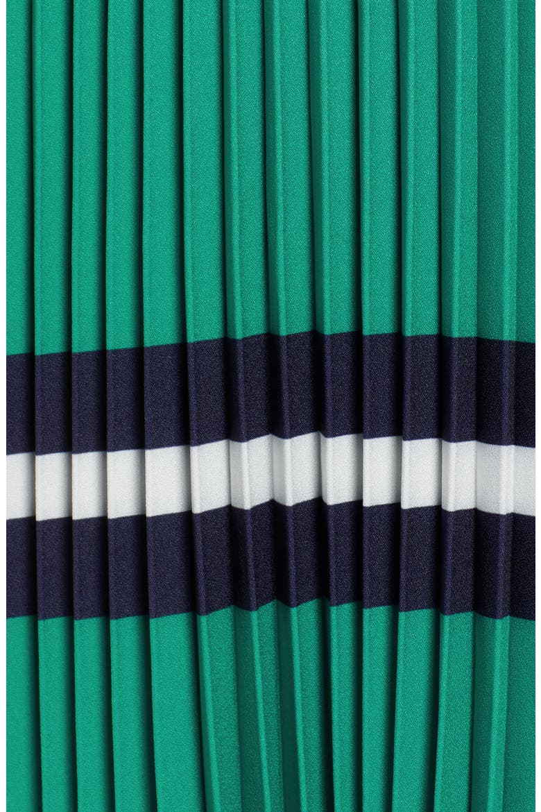 Pleated Polo Midi Skirt, Alternate, color, GREEN- NAVY SKIRT STRIPE