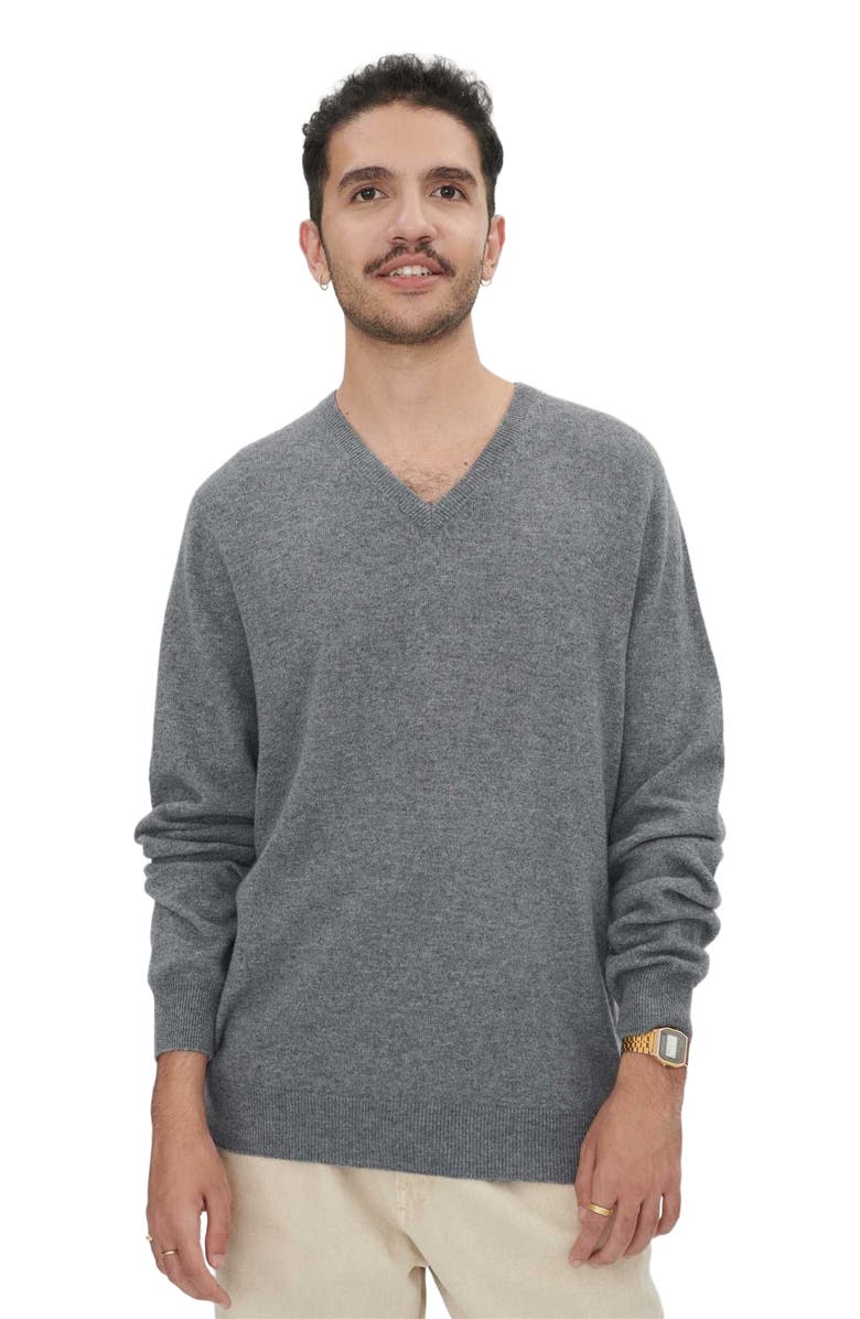Gobi Cashmere Essential V-Neck Cashmere Sweater, Alternate, color, Dim Gray