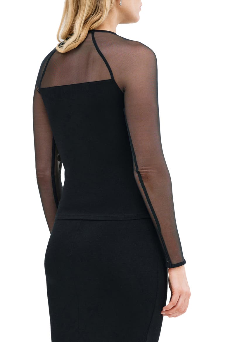 Skylar Illusion Sleeve Top, Alternate, color, BLACK