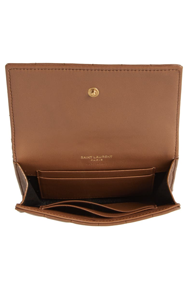 Saint Laurent Small Cassandre Matelassé Carré Leather Envelope Wallet, Alternate, color,