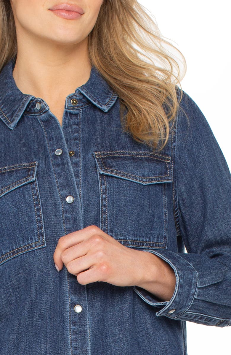 Liverpool Los Angeles Denim Snap-Up Shirt, Alternate, color, North Shore