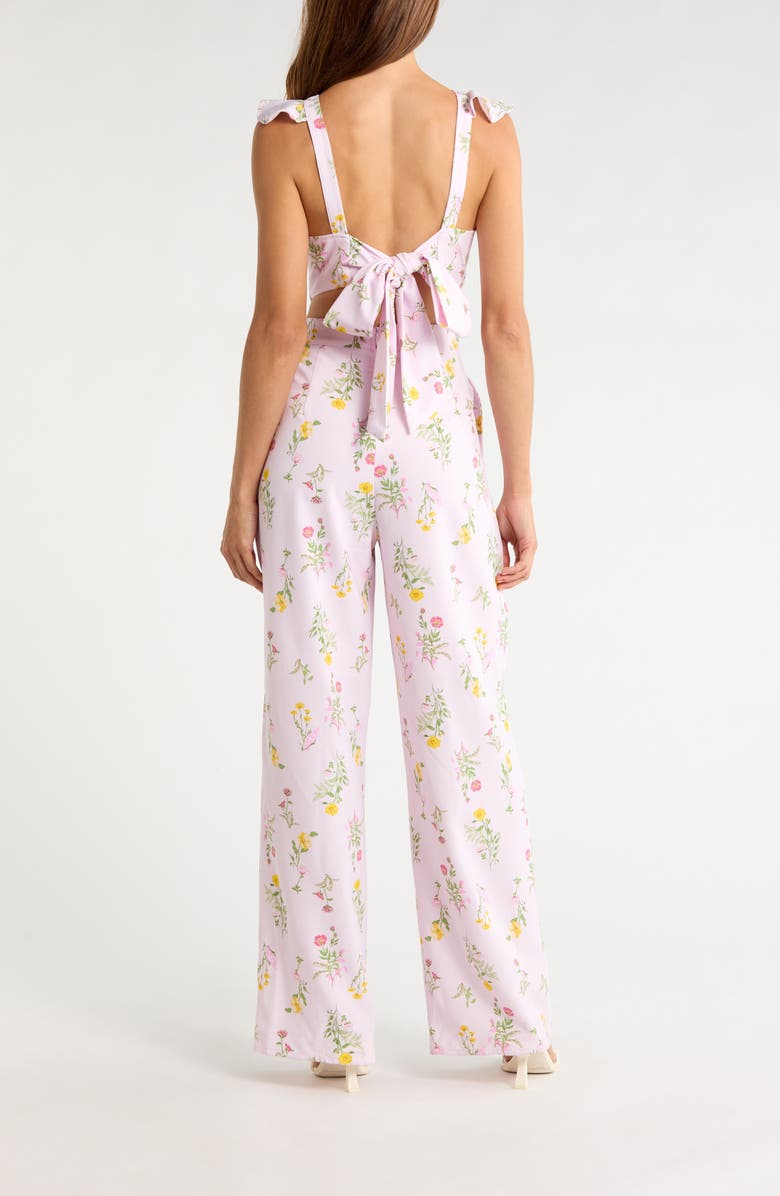 SUGARLIPS Margote Floral Print Ruffle Jumpsuit, Alternate, color, Blush-Pink