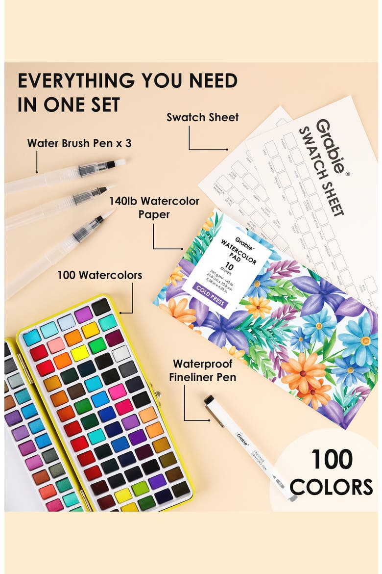 All In One Premium Watercolor Set, Alternate, color, Bright Yellow