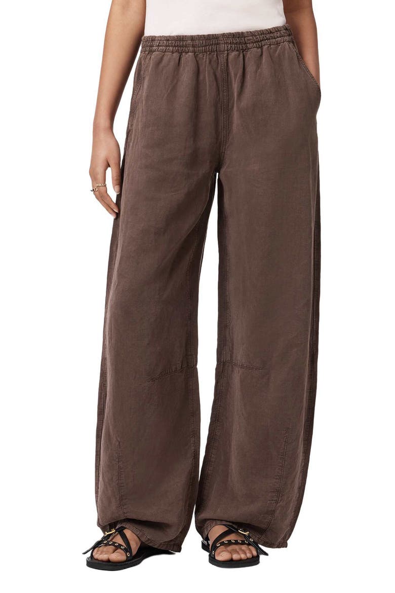 Jett Wide Leg Pull-On Pants, Main, color, PLUM BROWN