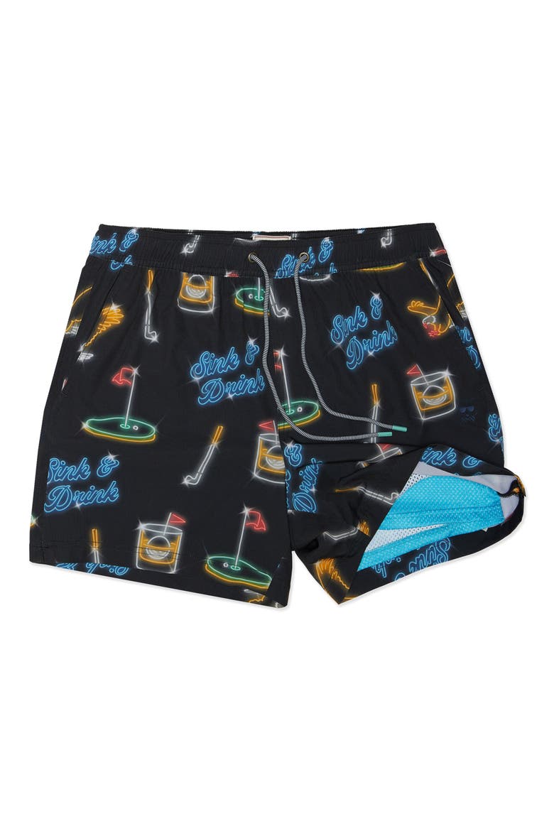 Sink & Drink Happy Hour 7-Inch Swim Trunks, Alternate, color, BLACK