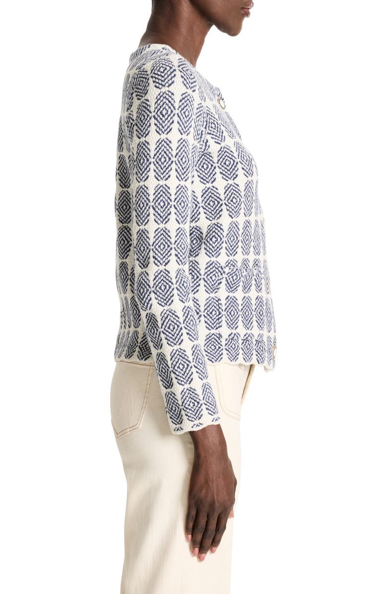 NIC+ZOE Stacked Medallions Cotton Blend Knit Jacket, Alternate, color, Indigo Multi