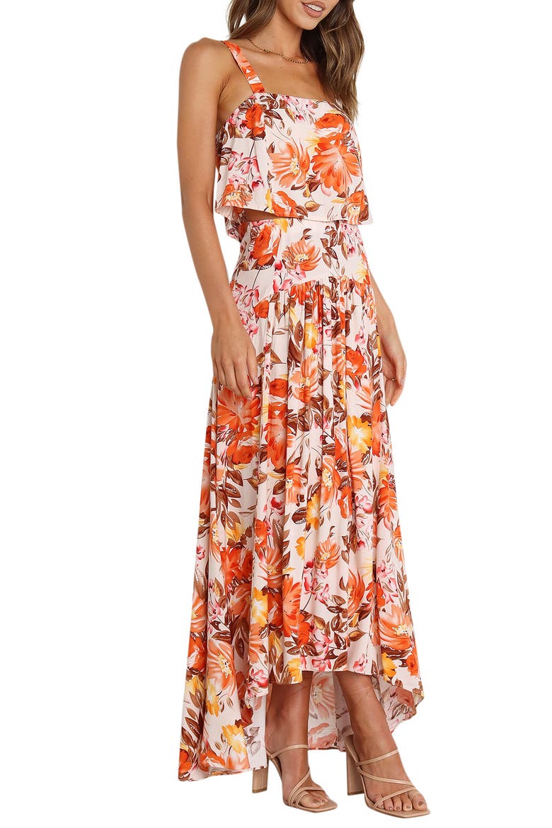 Lulu Floral Print Two-Piece High-Low Maxi Dress, Alternate, color, PINK FLORAL