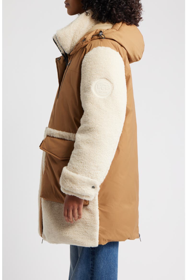 Kaysin Fleece Trim Down Parka, Alternate, color, CHESTNUT