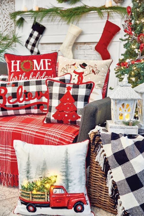 C & F Home C&f Home Franklin Farmhouse Check Believe Christmas Accent Pillow, 12" X 24" In Black