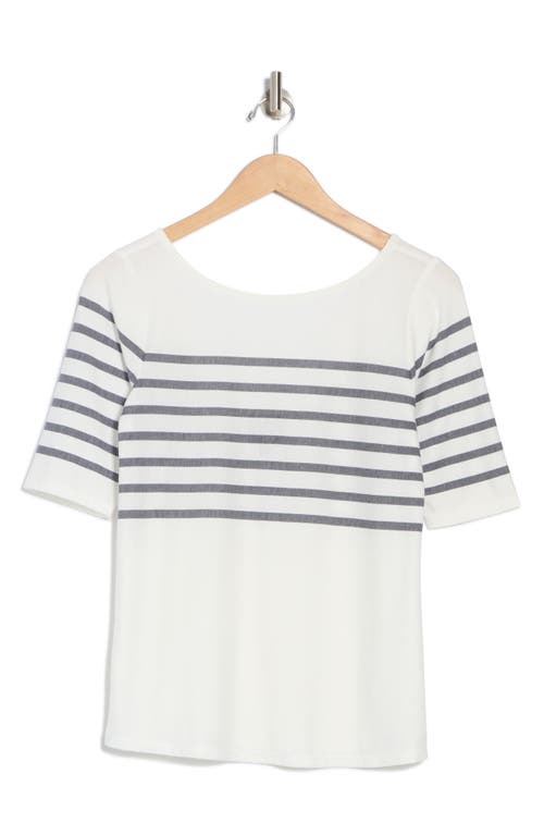Bobeau Elbow Sleeve Top In White