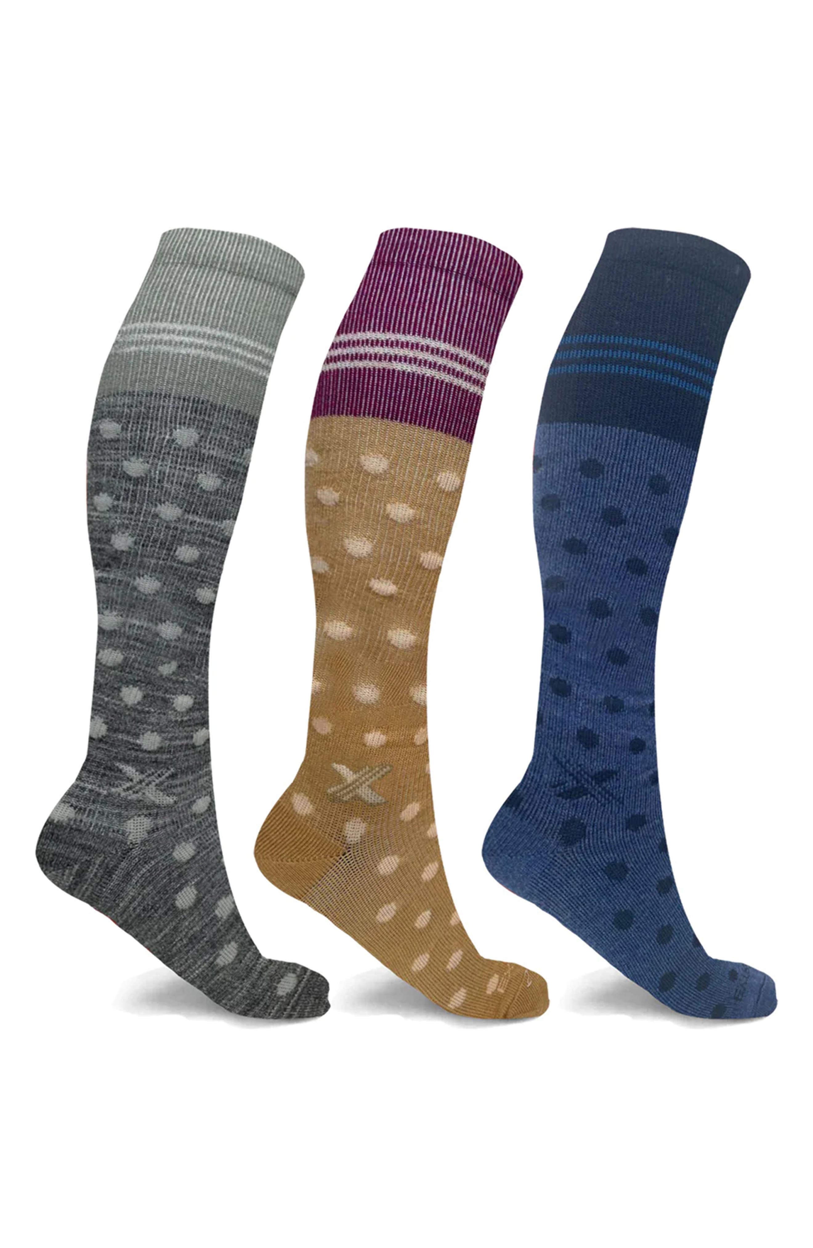 3-Pack Wool Compression Knee High Socks