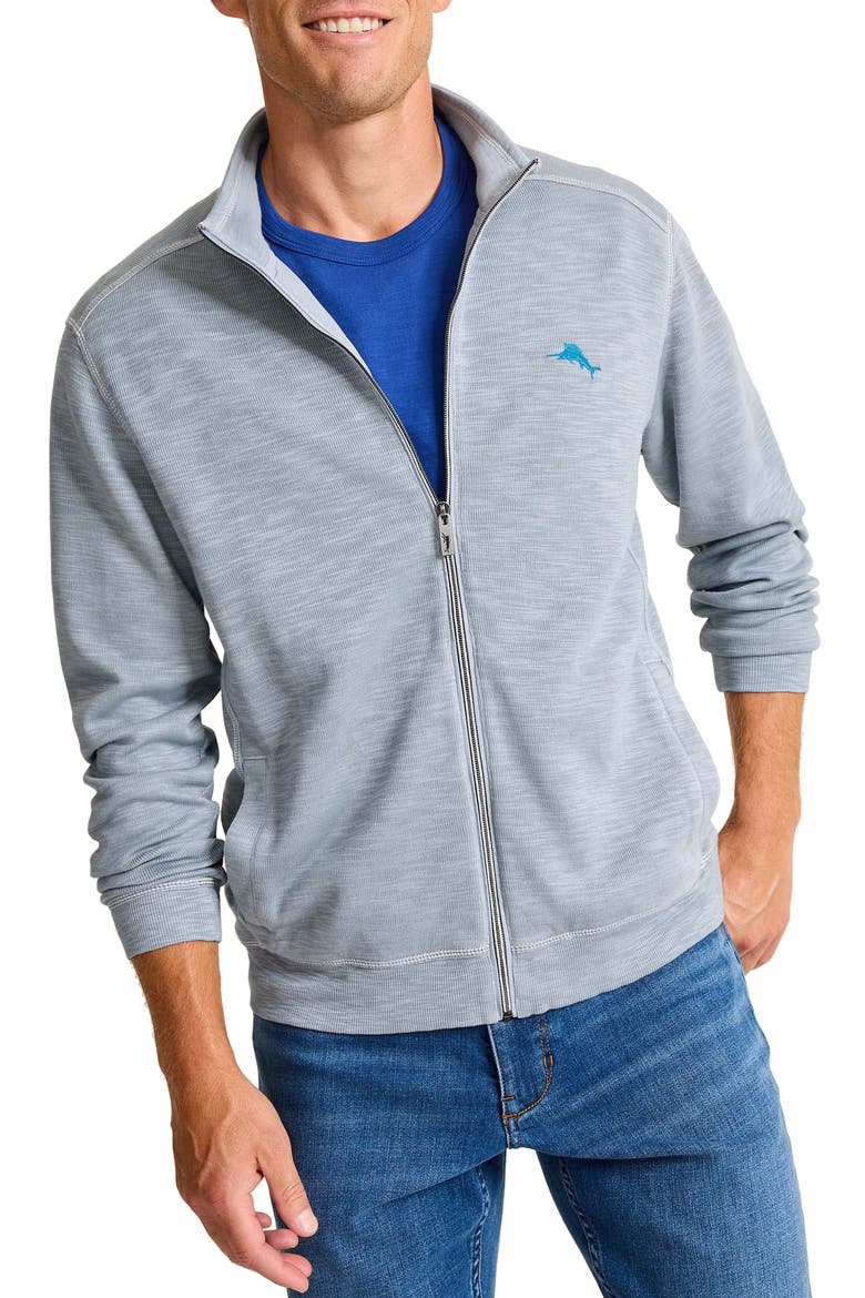 Tobago Bay Slub Rib Zip Front Jacket, Main, color, ICED SLATE
