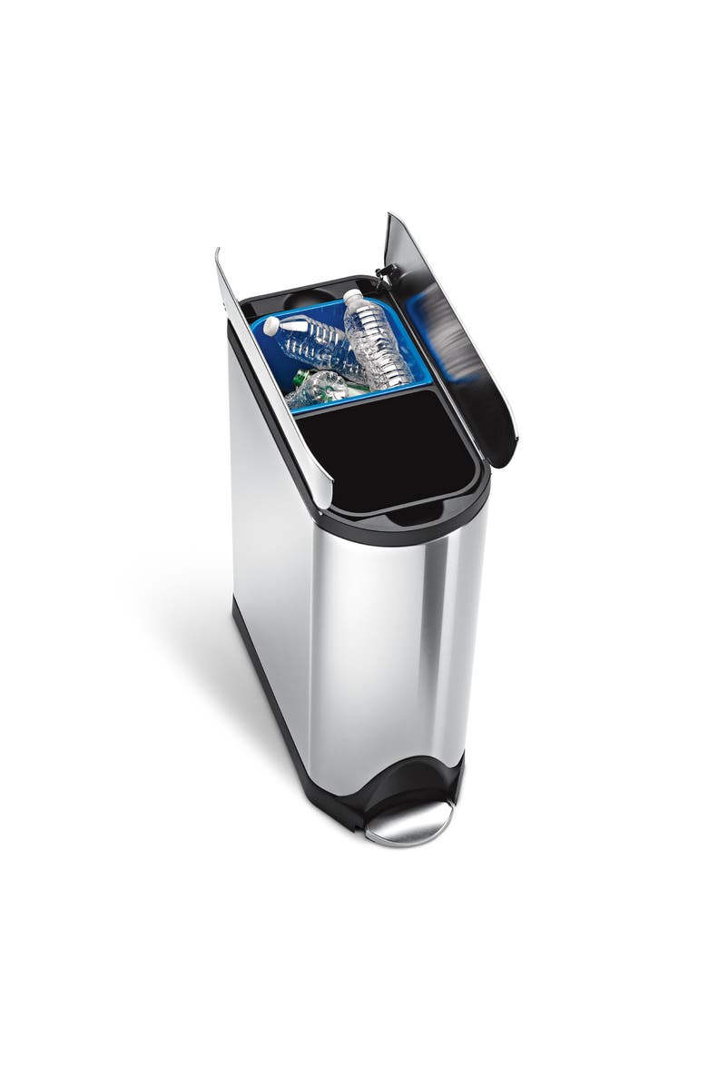 simplehuman 40L dual compartment butterfly step can, Main, color, Brushed