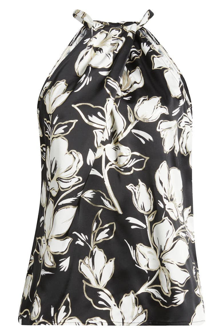 Noche Mar Satin Halter Top, Alternate, color, BLACK