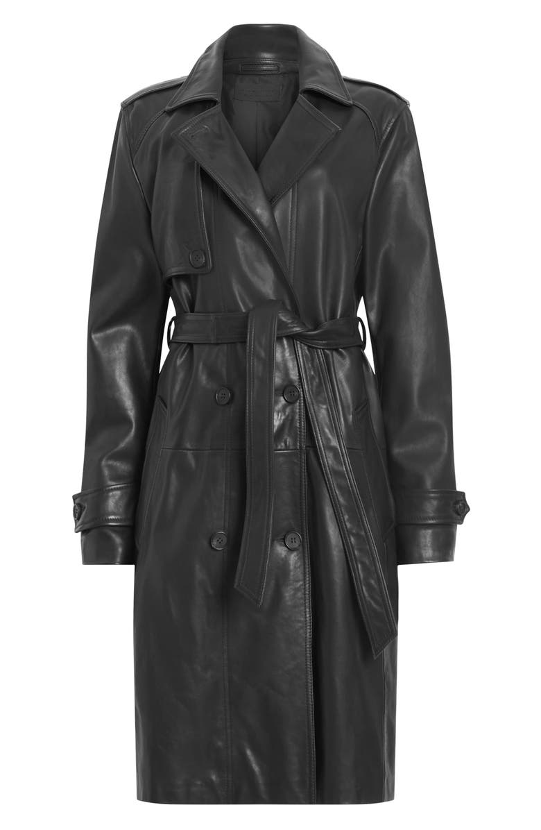 AllSaints Okena Leather Trench Coat, Alternate, color, 