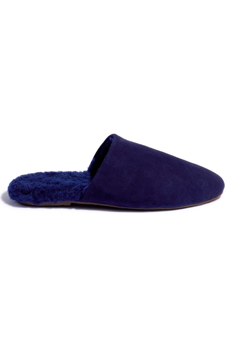TKEES Ines Genuine Shearling Slipper, Alternate, color, Navy