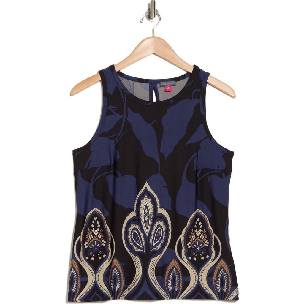 Vince Camuto Keyhole Split Back Tank In Classic Navy