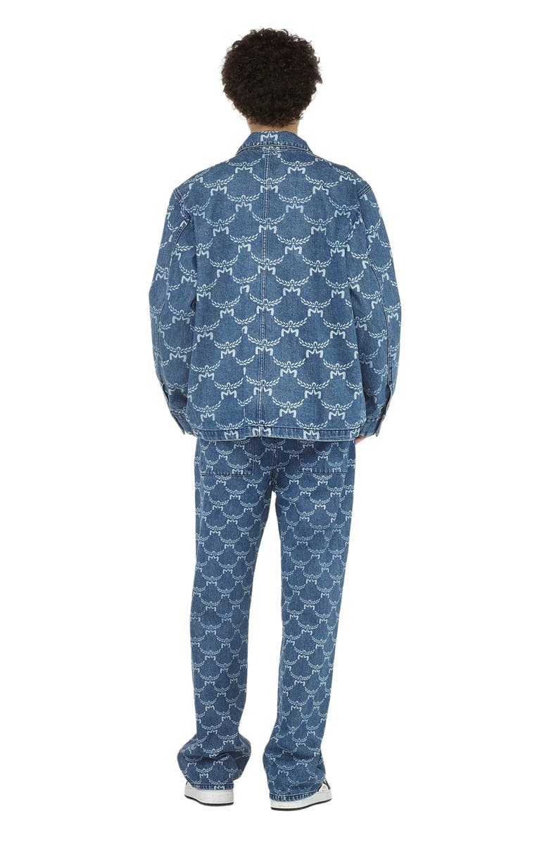 MCM Lauretos Monogram Denim Jacket, Alternate, color, Indigo