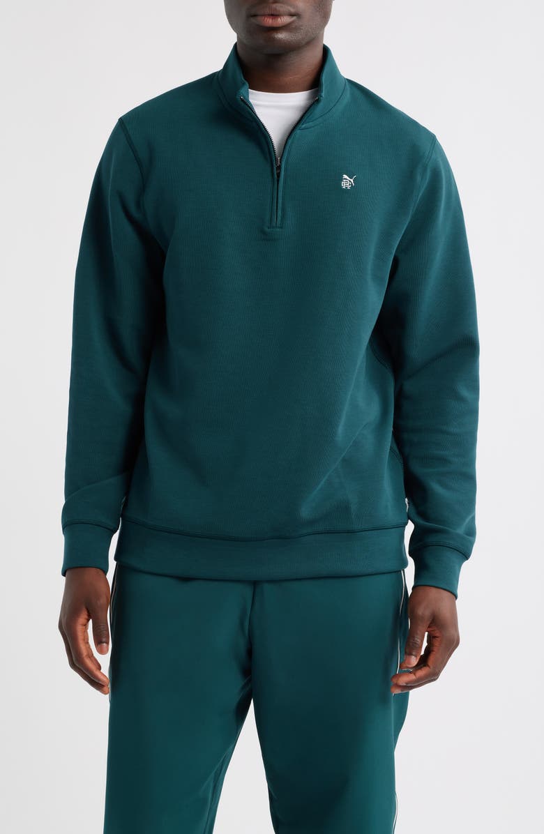 PUMA GOLF x Reigning Champ CLOUDSPUN Fleece Quarter Zip Pullover, Main, color, 