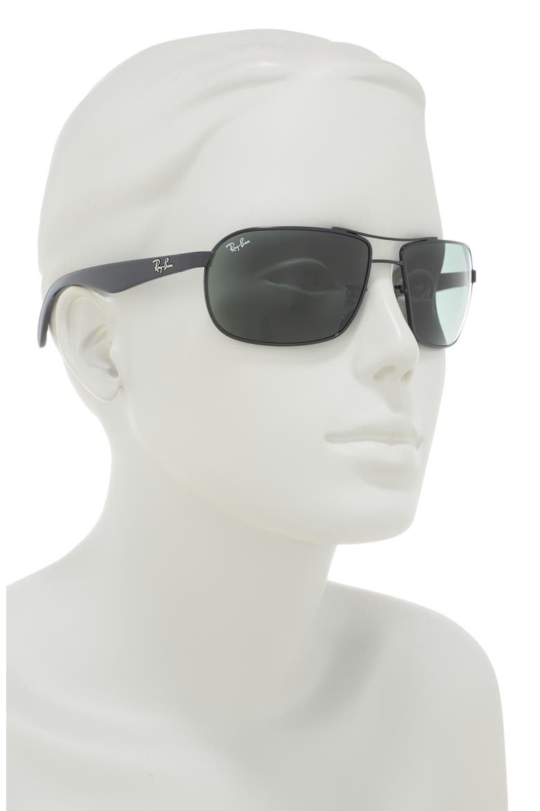 62mm Square Pilot Sunglasses, Alternate, color, BLACK