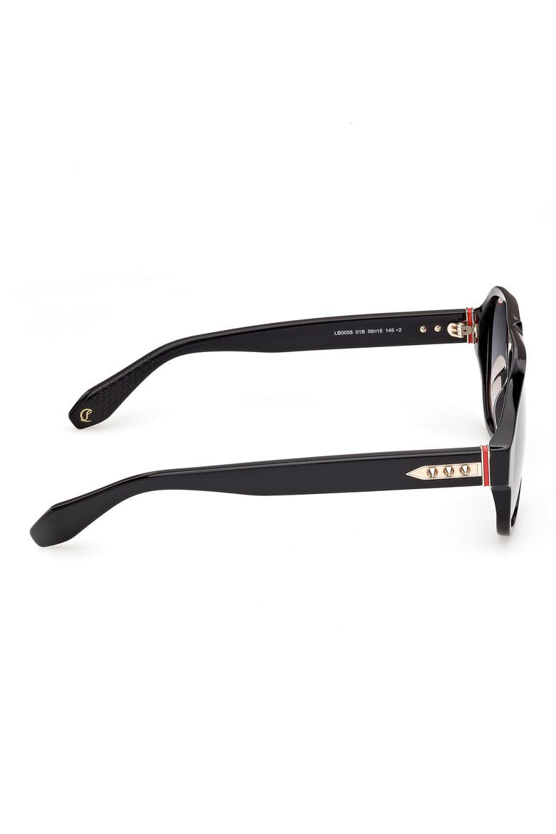 58mm Gradient Pilot Sunglasses, Alternate, color, BLACK / SMOKE ZEISS LENS