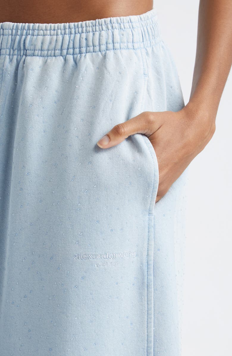 Alexander Wang Crystal Embellished Relaxed Fit Cotton Sweatpants, Alternate, color, Washed Sky