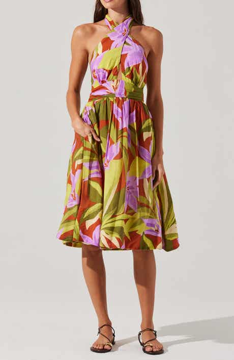 ASTR the Label Kalia Floral Halter Neck Dress
