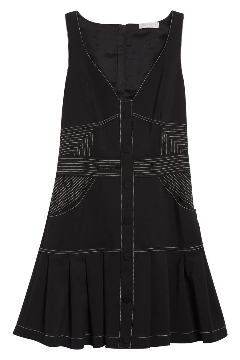 Olana Topstitch Detail Cotton Blend Minidress, Alternate, color, BLACK