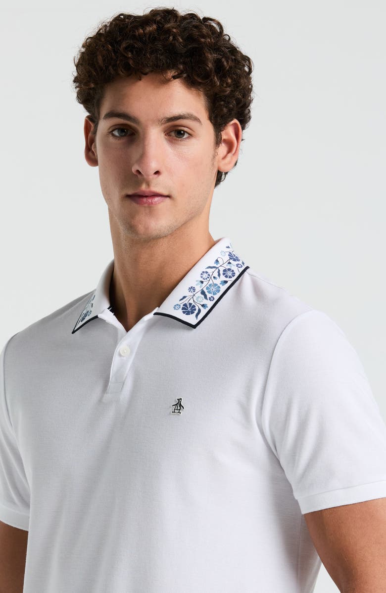 Original Penguin Floral Collar Cotton Piqué Polo, Alternate, color, 