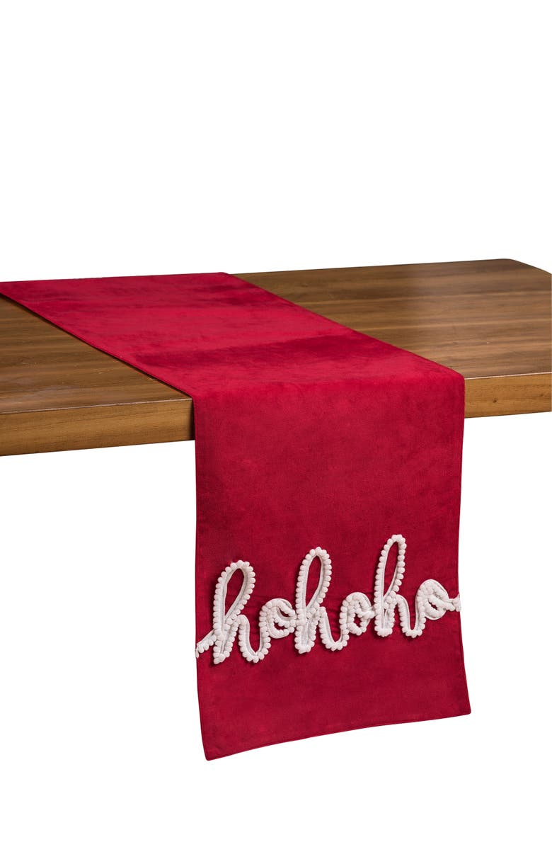 C&F Home Christmas Holiday Red "Ho Ho Ho" Sentiment Table Runner 13" x 68", Alternate, color, Red