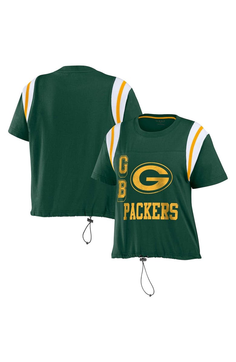 WEAR by Erin Andrews Women's WEAR by Erin Andrews Green Green Bay Packers Cinched Colorblock T-Shirt, Alternate, color, 