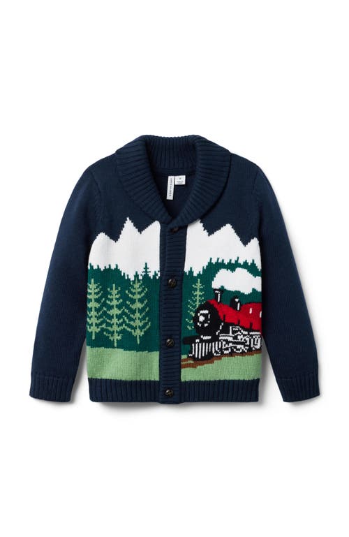 Janie And Jack The Train Cardigan In Multi