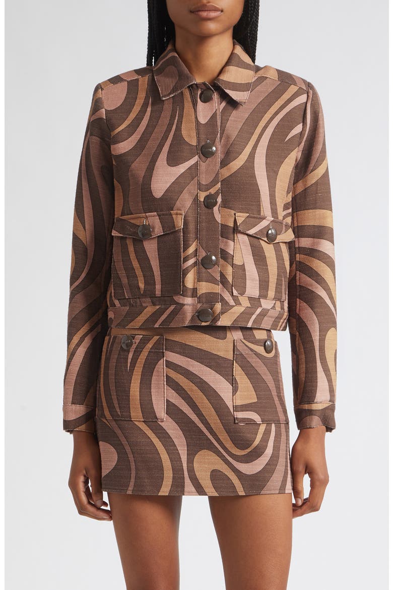 Nyx Abstract Crop Jacket, Main, color, SEPIA BROWN MULTI ABSTRACT