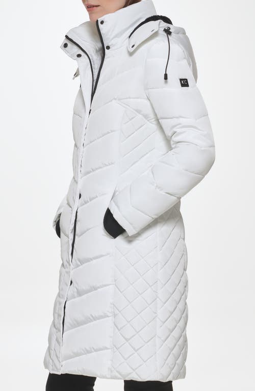 Kenneth Cole New York Heavyweight Fleece Lined Hood Quilted Puffer Jacket In White